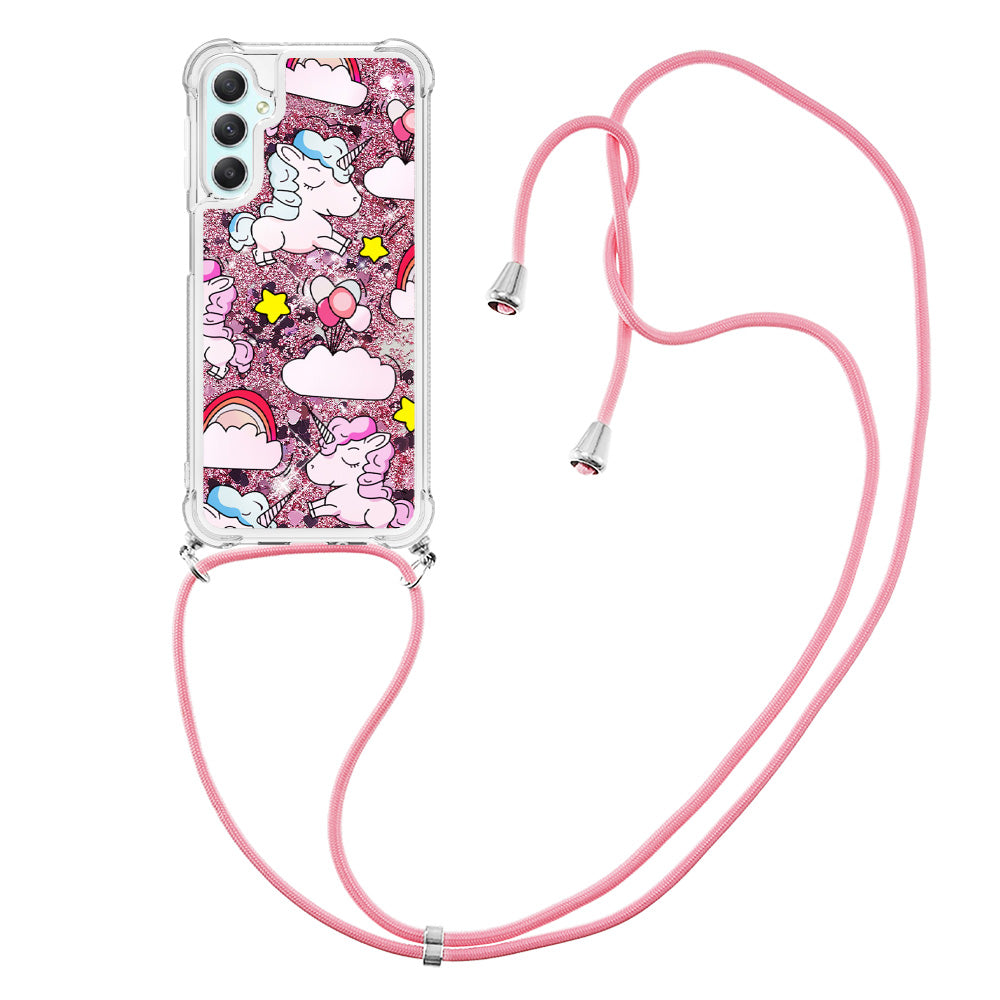 YB Quicksand Series-5 for Samsung Galaxy A24 4G Liquid TPU Case Pattern Printing Phone Cover with Lanyard YB Quicksand Series-5 for Samsung Galaxy A24 4G Liquid TPU Case Pattern Printing Phone Cover with Lanyard